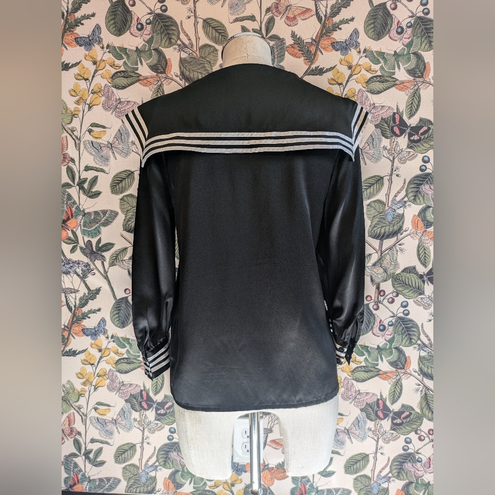 L'ecole desFemmes- Silk Sailor Top- Black- Size S- NWOT - Picture 3 of 5